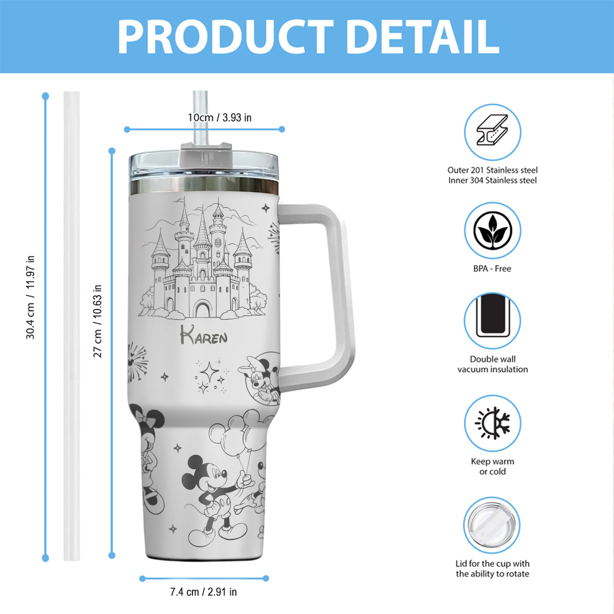 Mouse Couple - Personalized Mouse Tumbler With Handle 0124