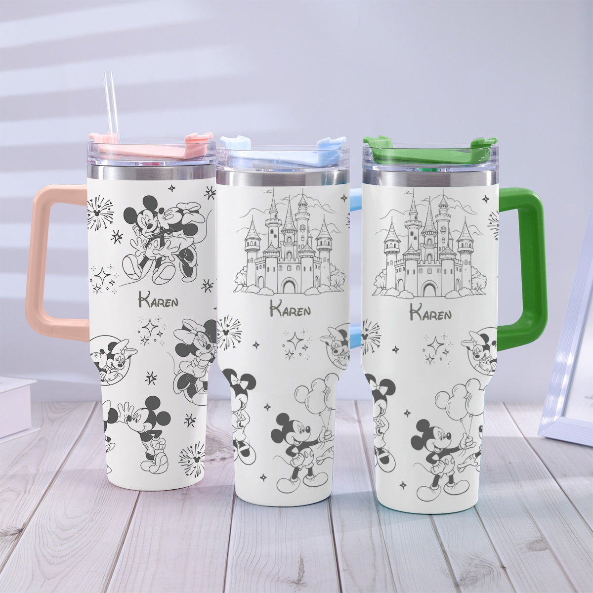 Mouse Couple - Personalized Mouse Tumbler With Handle 0124