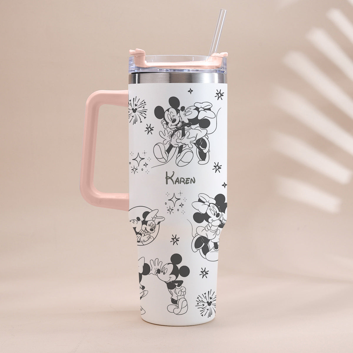 Mouse Couple - Personalized Mouse Tumbler With Handle 0124