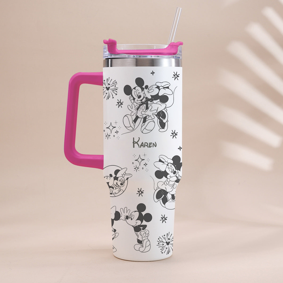 Mouse Couple - Personalized Mouse Tumbler With Handle 0124