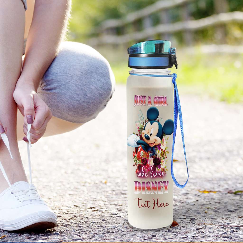 Just A Girl Who Loves - Personalized Mouse Water Tracker Bottle