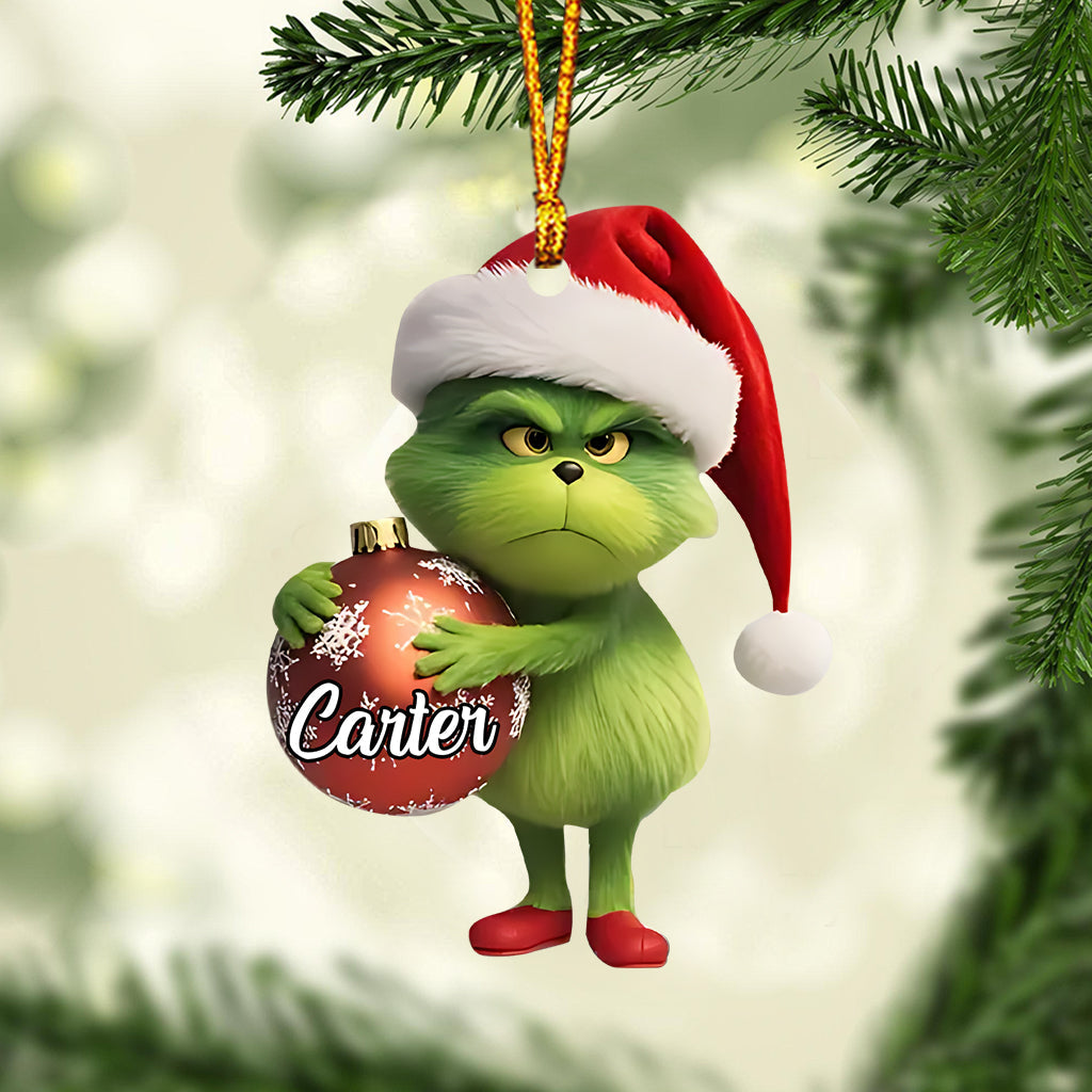Cute Green Character - Personalized Stole Christmas Ornament