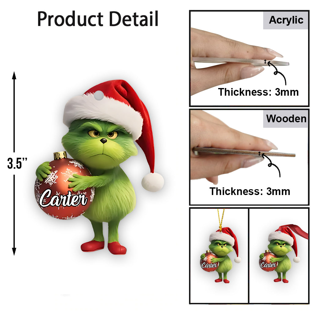 Cute Green Character - Personalized Stole Christmas Ornament