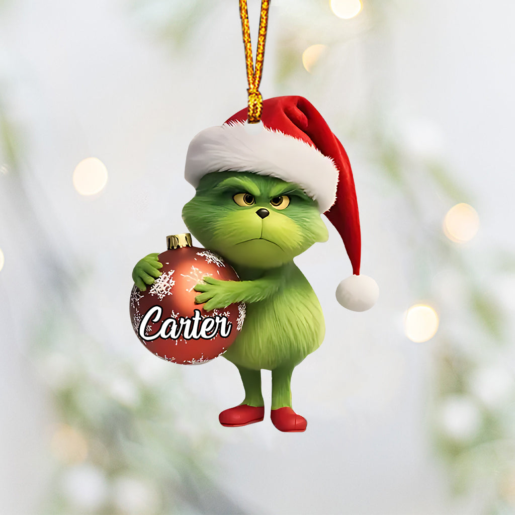 Cute Green Character - Personalized Stole Christmas Ornament