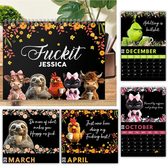 Funny Swear Word Affirmations - Personalized Colleague Wall Calendar & Desk Calendar