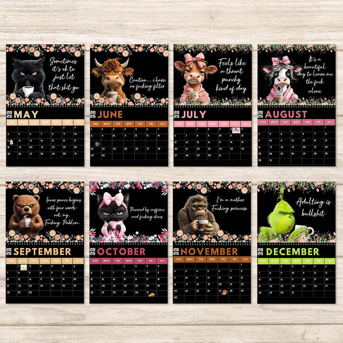 Funny Swear Word Affirmations - Personalized Colleague Wall Calendar & Desk Calendar