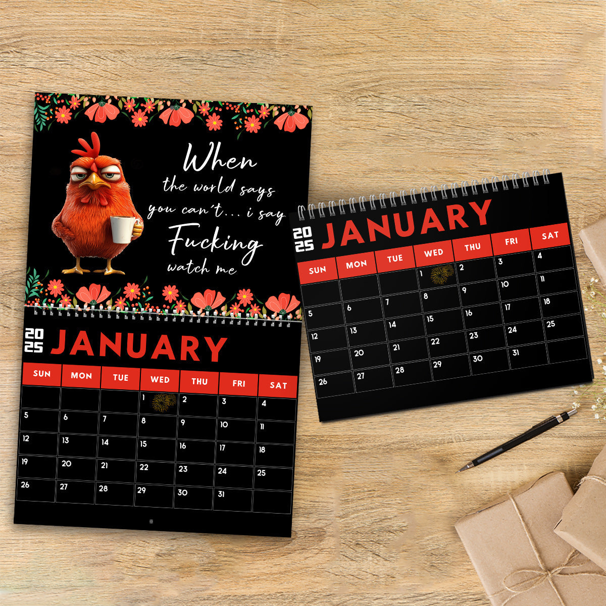 Funny Swear Word Affirmations - Personalized Colleague Wall Calendar & Desk Calendar