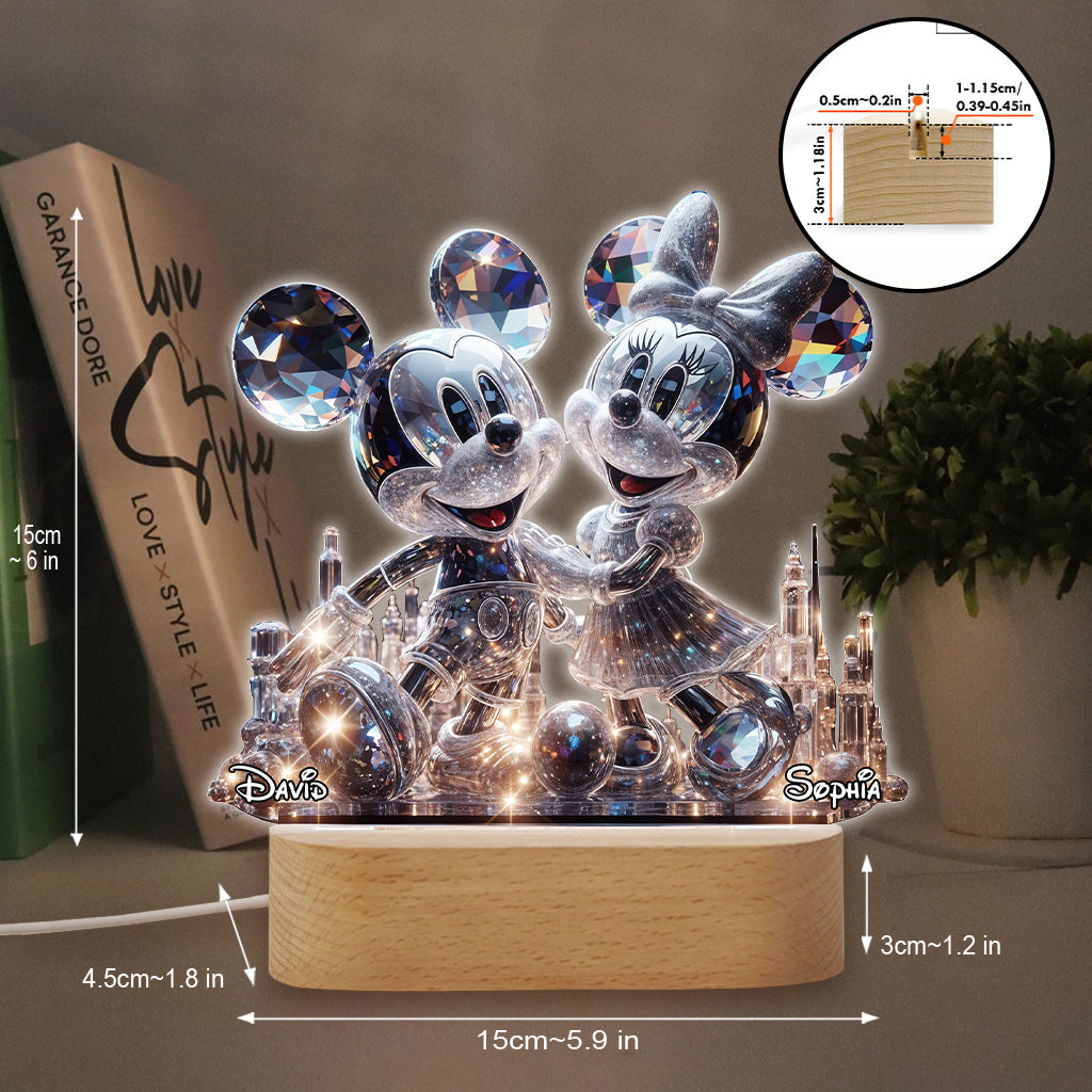 Stunning Mouse Couple - Personalized Mouse Shaped Plaque Light Base