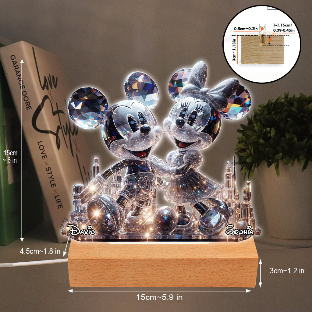 Stunning Mouse Couple - Personalized Mouse Shaped Plaque Light Base