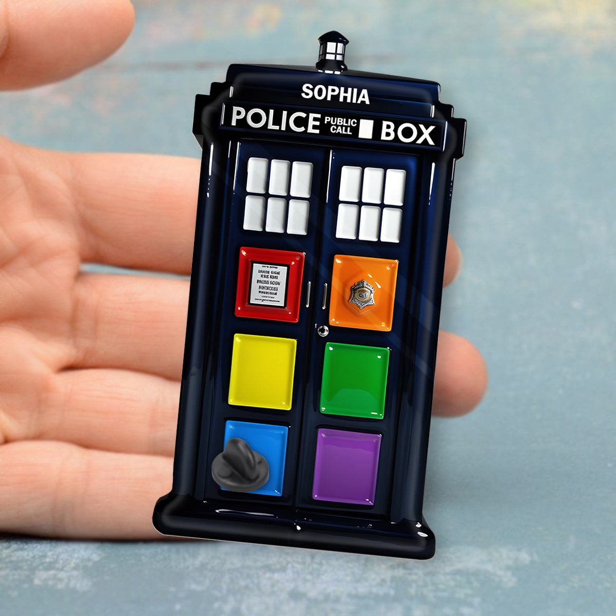 Pride Police Box - Personalized LGBT Support Pin
