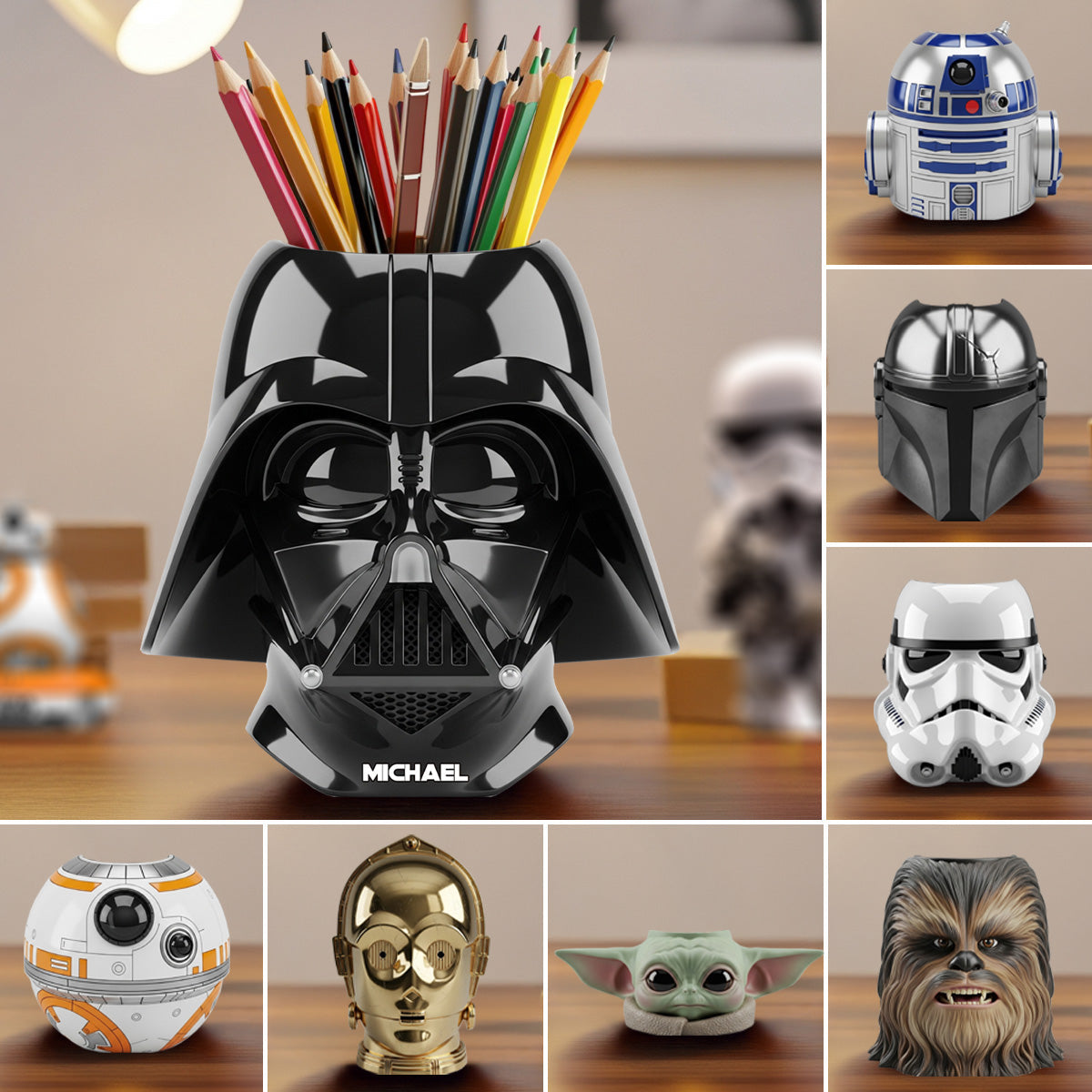 The Strong Force - Personalized The Force Wooden Pen Holder