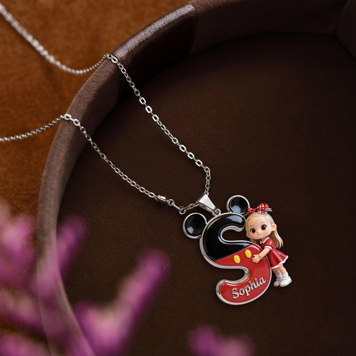 Cute Cartoon Letter - Personalized Mouse Shaped Metal Pendant Necklace