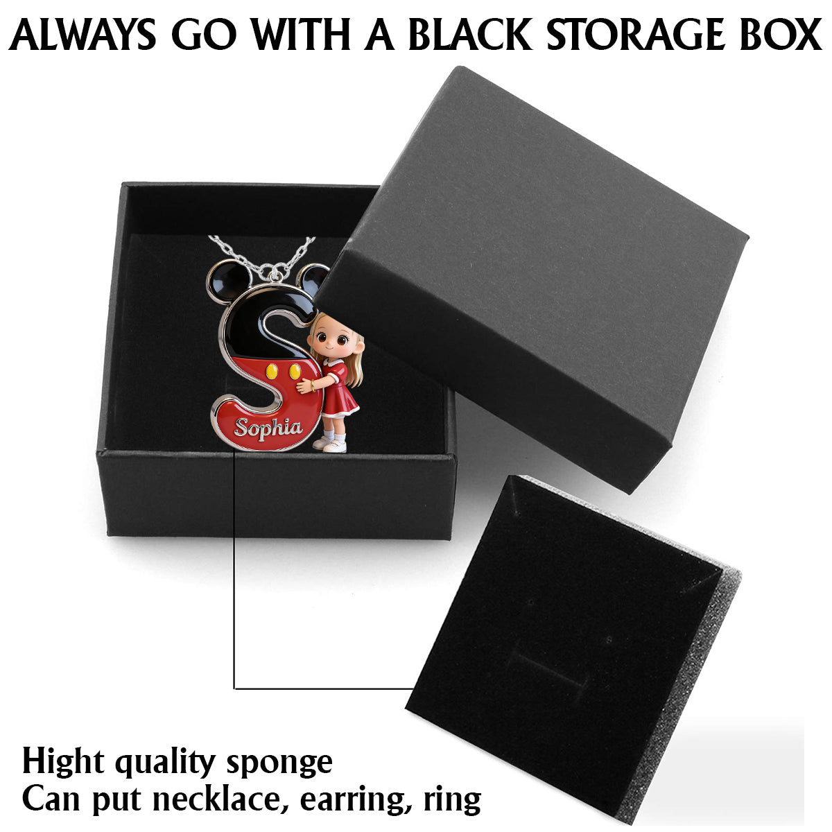 Cute Cartoon Letter - Personalized Mouse Shaped Metal Pendant Necklace