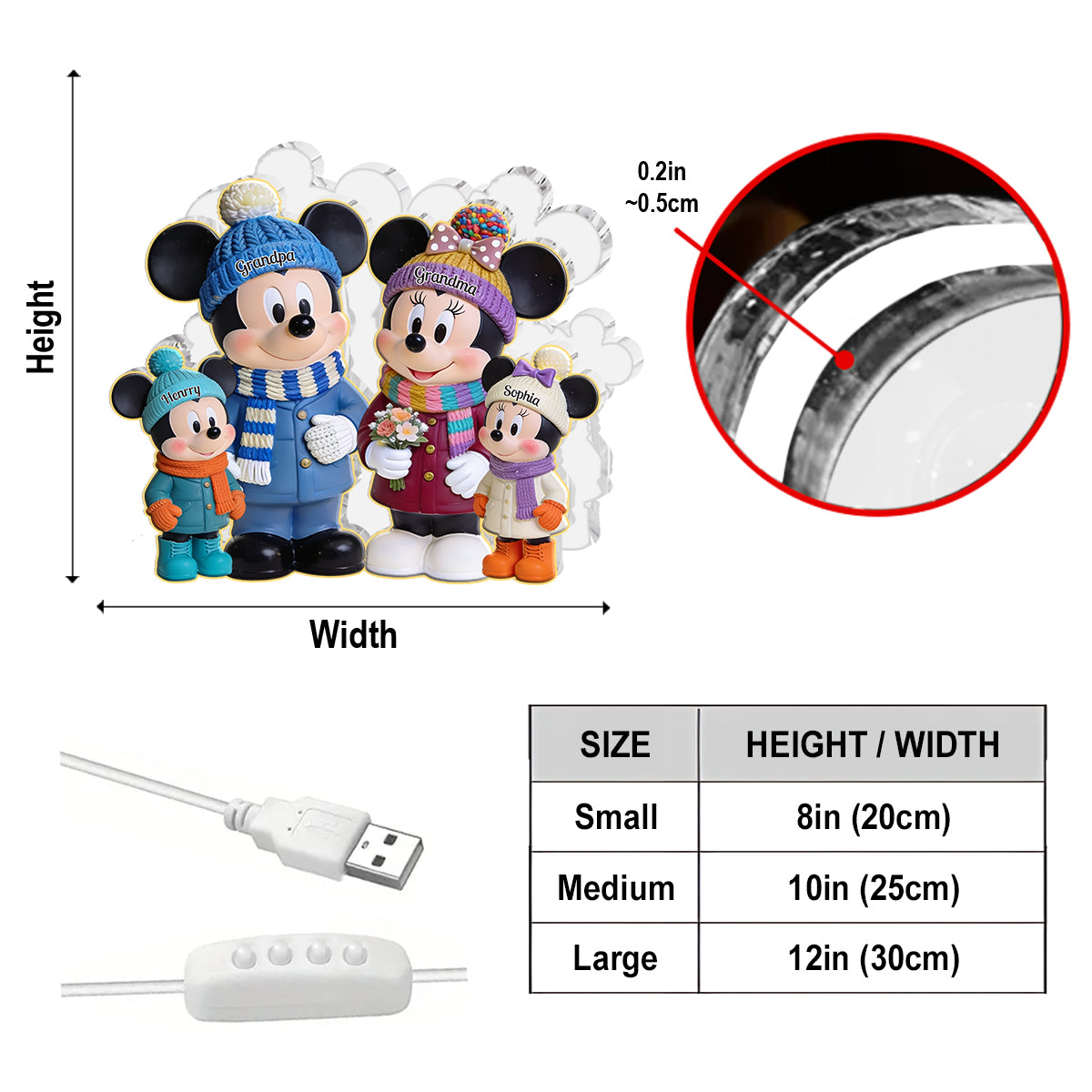 Merry Christmas - Personalized Mouse Acrylic LED Night Light