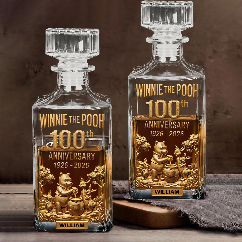 Honey Bear Celebrate 100th Anniversary - Personalized Yellow Bear Whiskey Decanter Set