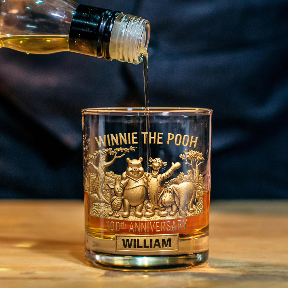Honey Bear Celebrate 100th Anniversary - Personalized Yellow Bear Whiskey Decanter Set