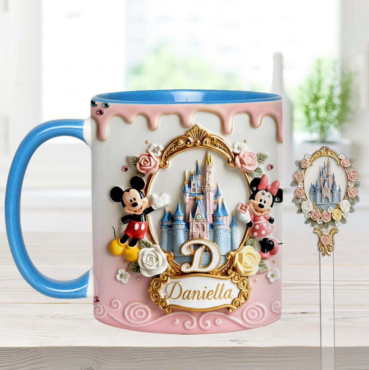 Custom Initial Magic Castle - Personalized Mouse Set Accent Mug with Acrylic Stirres