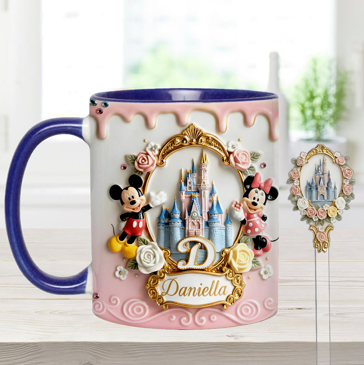 Custom Initial Magic Castle - Personalized Mouse Set Accent Mug with Acrylic Stirres