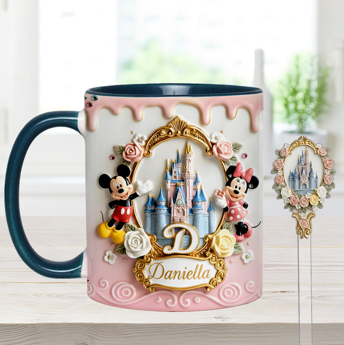 Custom Initial Magic Castle - Personalized Mouse Set Accent Mug with Acrylic Stirres