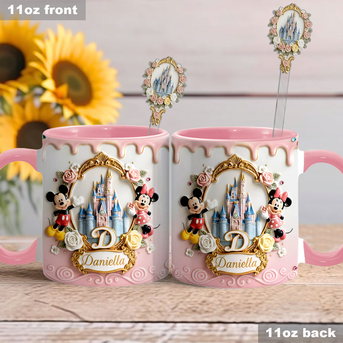 Custom Initial Magic Castle - Personalized Mouse Set Accent Mug with Acrylic Stirres