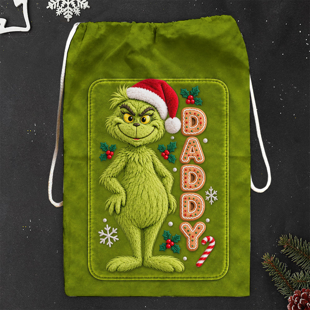 Merry Grinchmas - Personalized Stole Christmas Drawstring Tote Bag