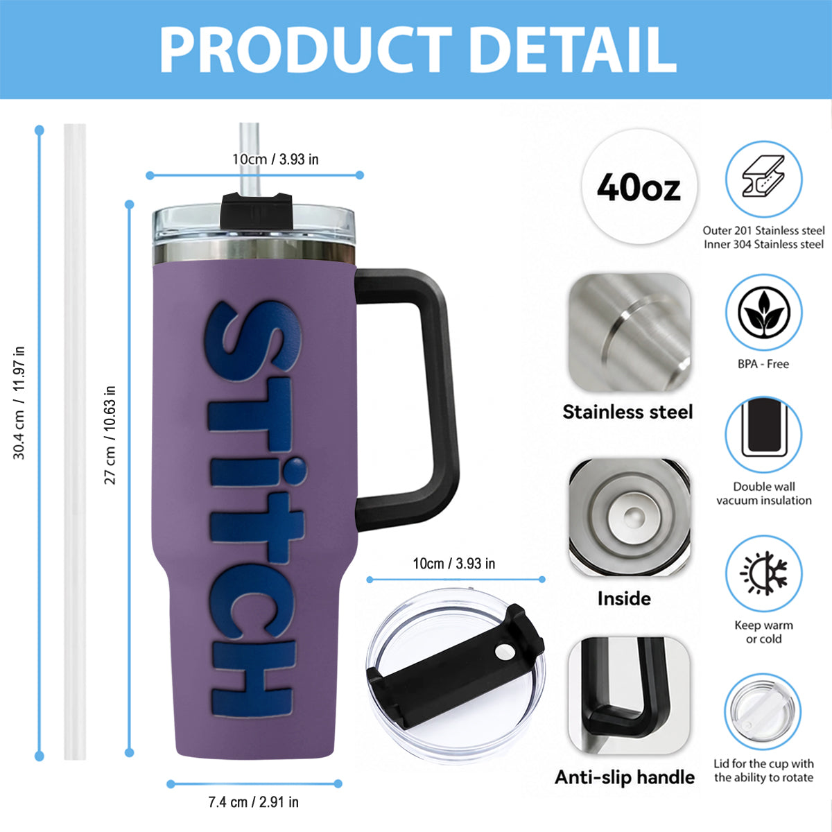 Ohana Tumbler with Charms - Personalized Ohana Tumbler With Handle