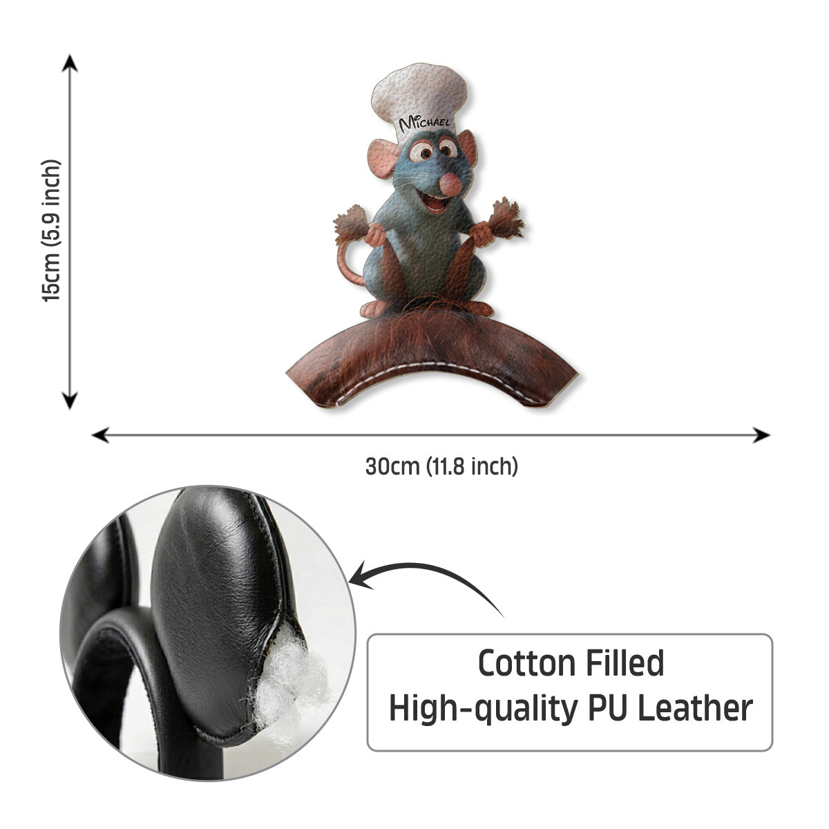 Funny Cooking Mouse - Personalized Mouse Shaped Leather Headband