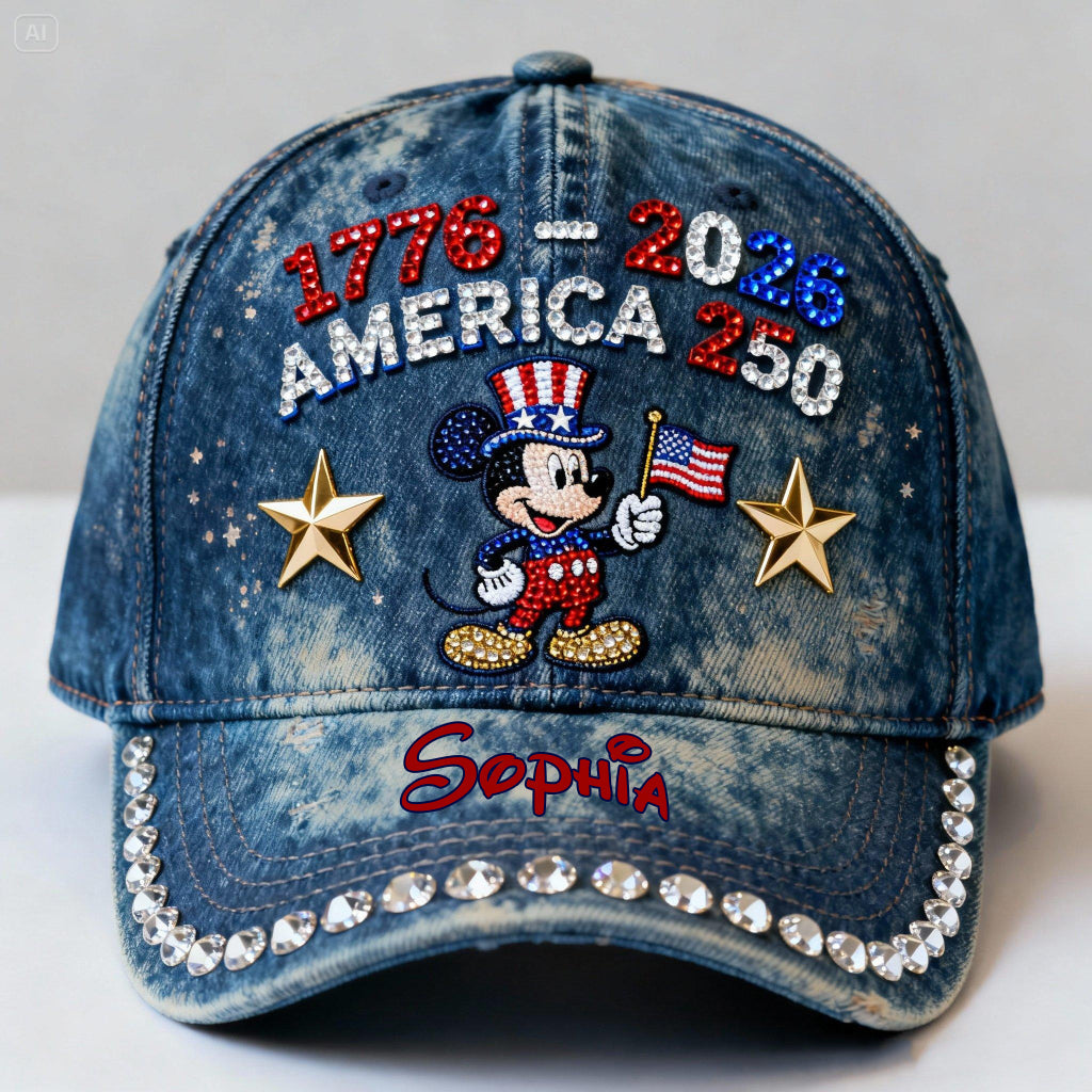 Patriotic Mouse America 250th Anniversary Cap - Personalized Mouse Classic Cap