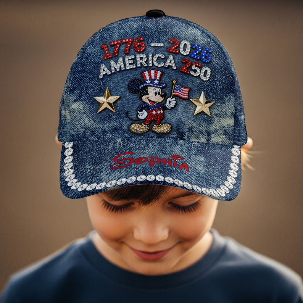 Patriotic Mouse America 250th Anniversary Cap - Personalized Mouse Classic Cap