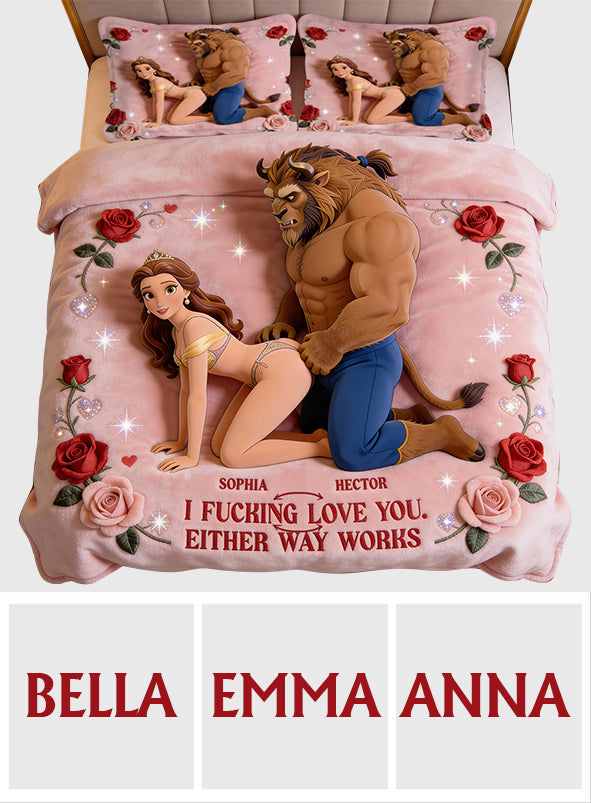 Beauty The Beast, Couple Gift Idea - Personalized Beauty And The Beast Bedding Set