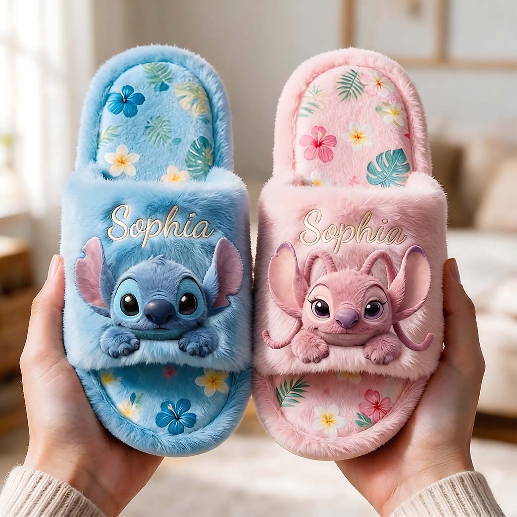 Blue & Pink Alien Monster - Personalized Ohana Open-Toe Slippers