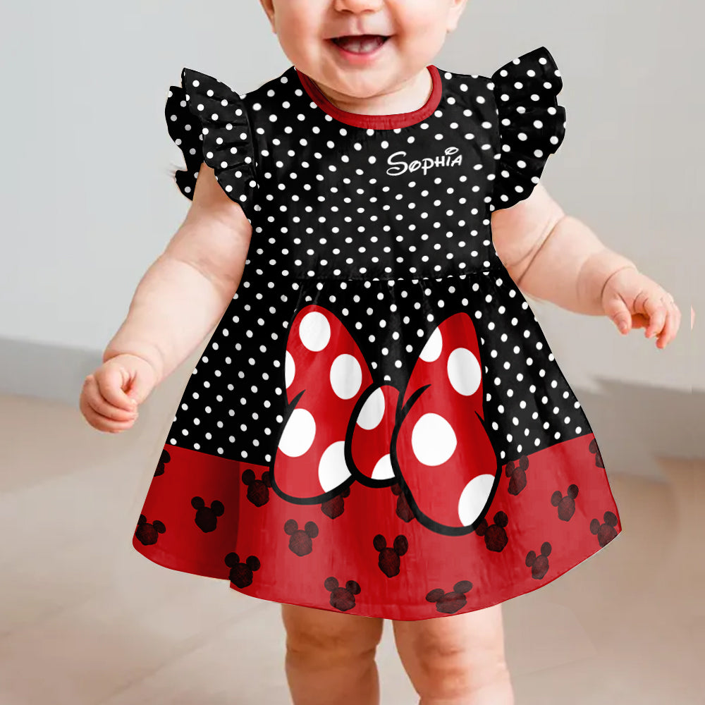 Belive In Magic - Personalized Mouse Kid Ruffle Sleeve Dress