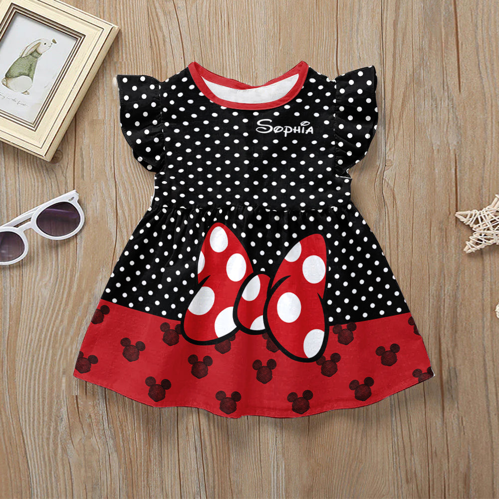 Belive In Magic - Personalized Mouse Kid Ruffle Sleeve Dress
