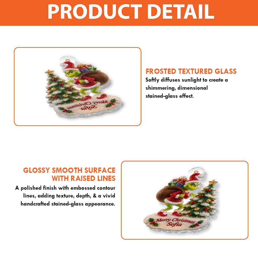 Merry Christmas - Personalized Stole Christmas Custom Shape Glass Ornament