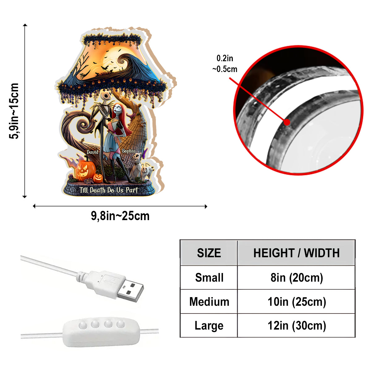 Till Death Do Us Part - Personalized Nightmare Acrylic LED Night Light