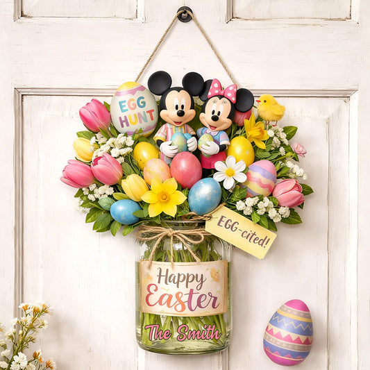 Easter Day Home Decor - Personalized Mouse Custom Shaped Wood Sign