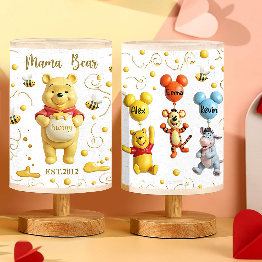 Mama Bear - Personalized Mouse Table Lamp with Wood Base