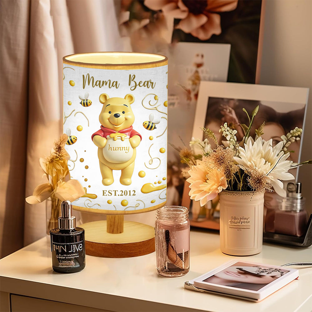 Mama Bear - Personalized Mouse Table Lamp with Wood Base
