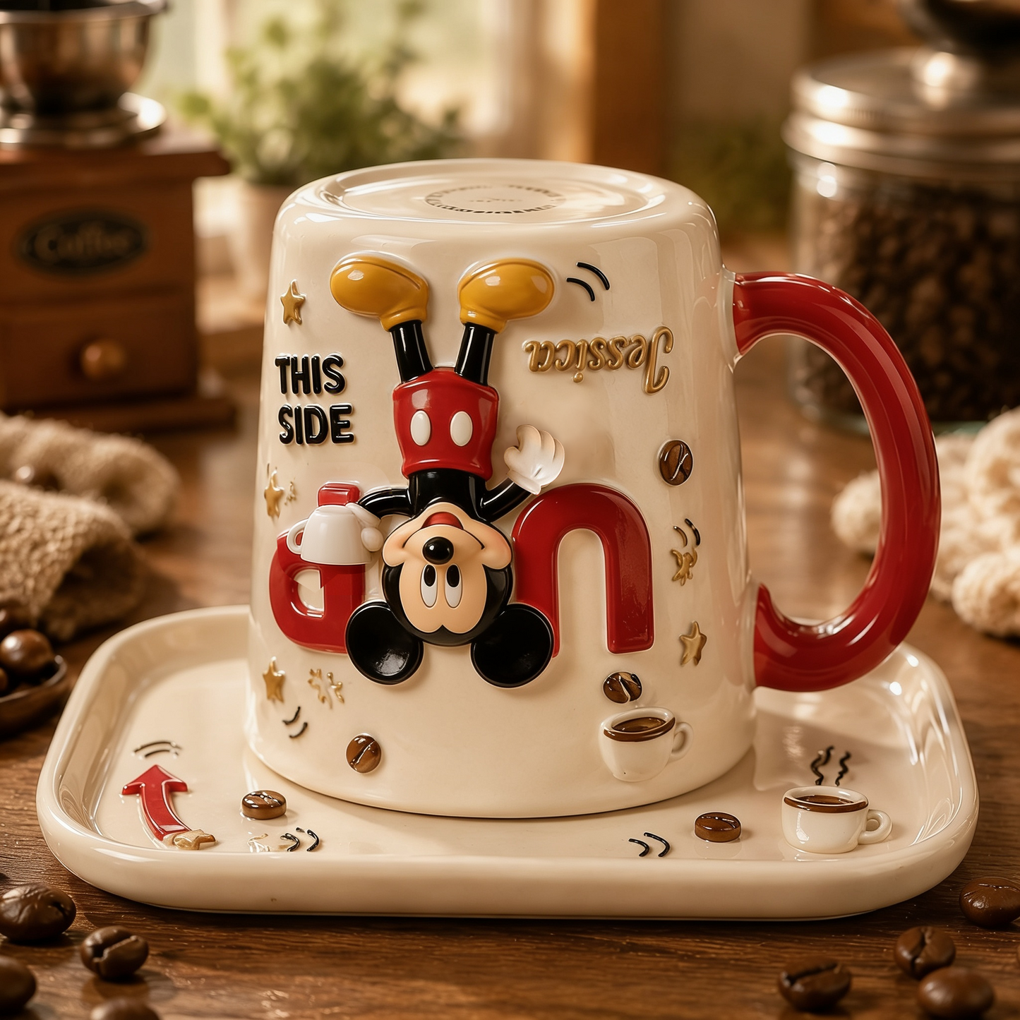 Funny Mouse - This Side Up - Personalized Mouse Accent Mug
