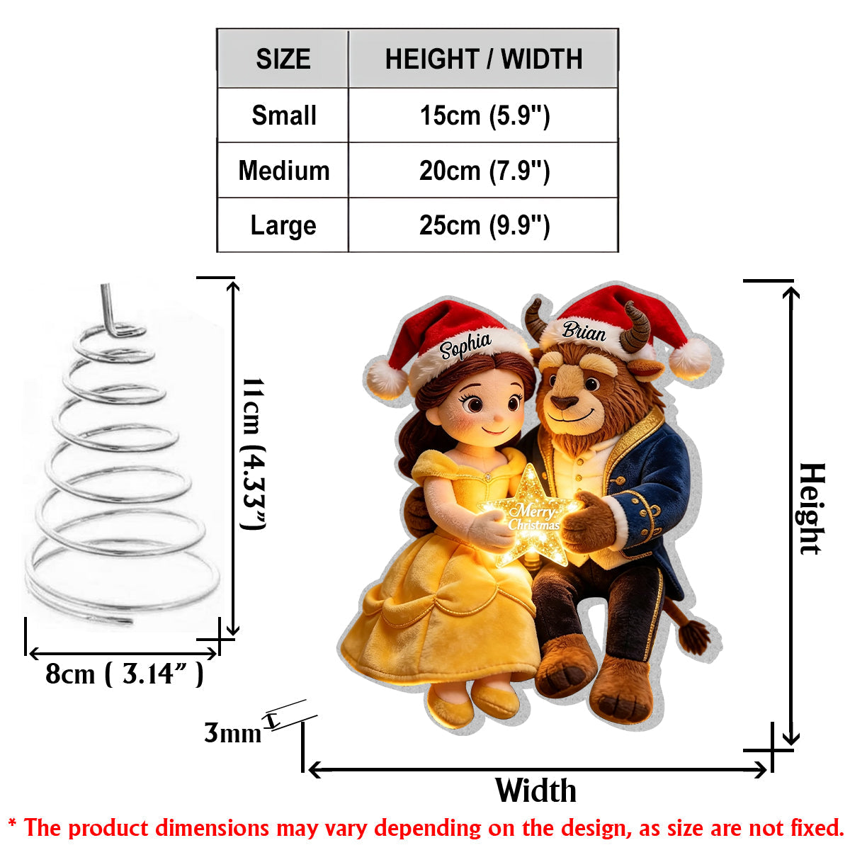 Tale As Old As Time - Personalized Beauty And The Beast LED Light Tree Topper