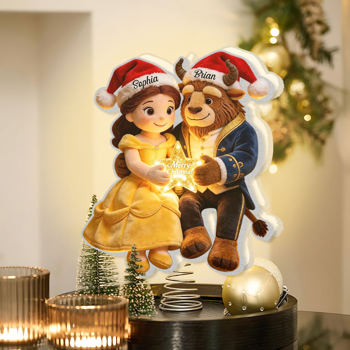 Tale As Old As Time - Personalized Beauty And The Beast LED Light Tree Topper