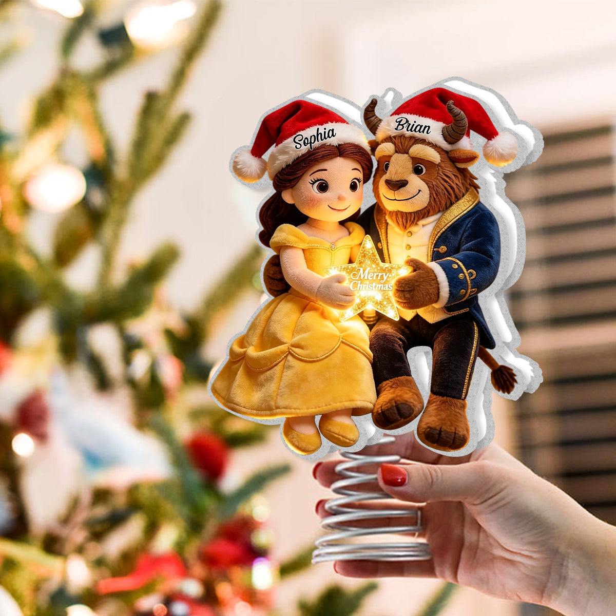Tale As Old As Time - Personalized Beauty And The Beast LED Light Tree Topper