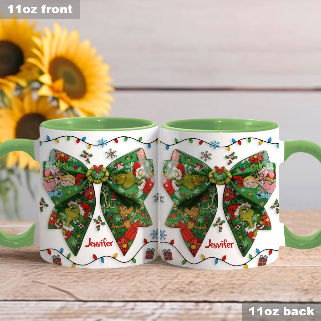 Green Ribbon Mischief Naughty - Personalized Stole Christmas Accent Mug