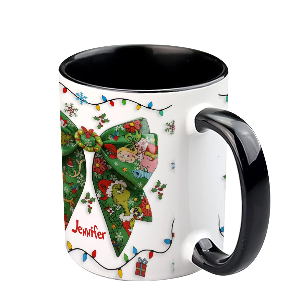 Green Ribbon Mischief Naughty - Personalized Stole Christmas Accent Mug
