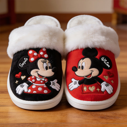 Big Ears Duo - Personalized Mouse Slippers With Fur Lining