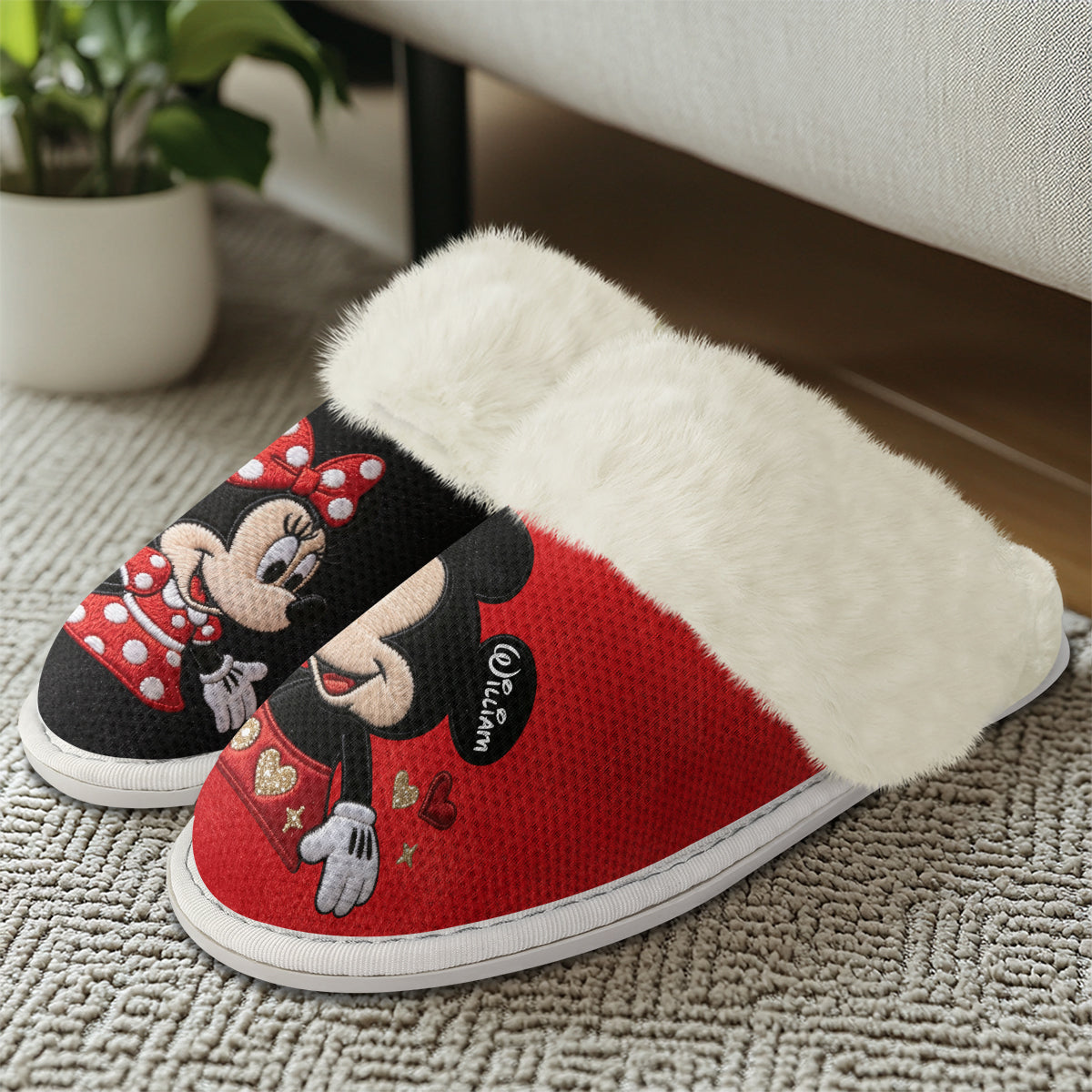 Big Ears Duo - Personalized Mouse Slippers With Fur Lining