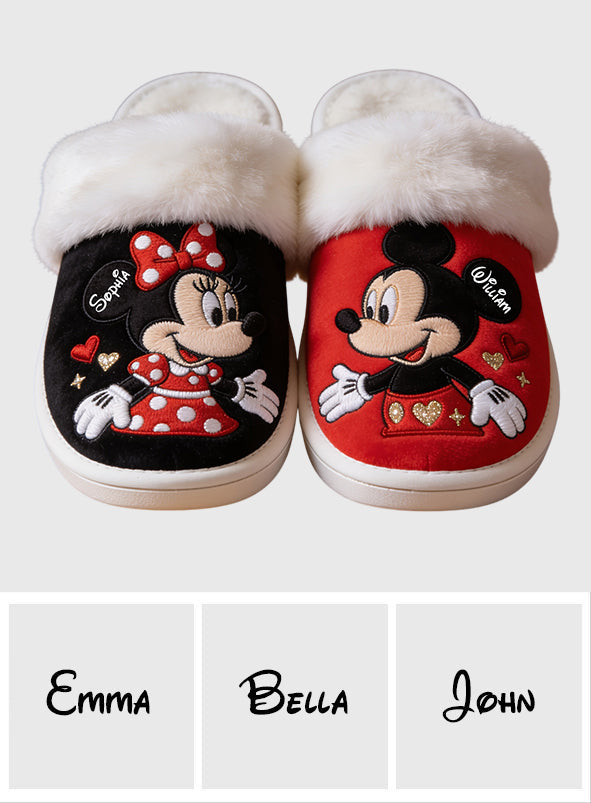 Big Ears Duo - Personalized Mouse Slippers With Fur Lining