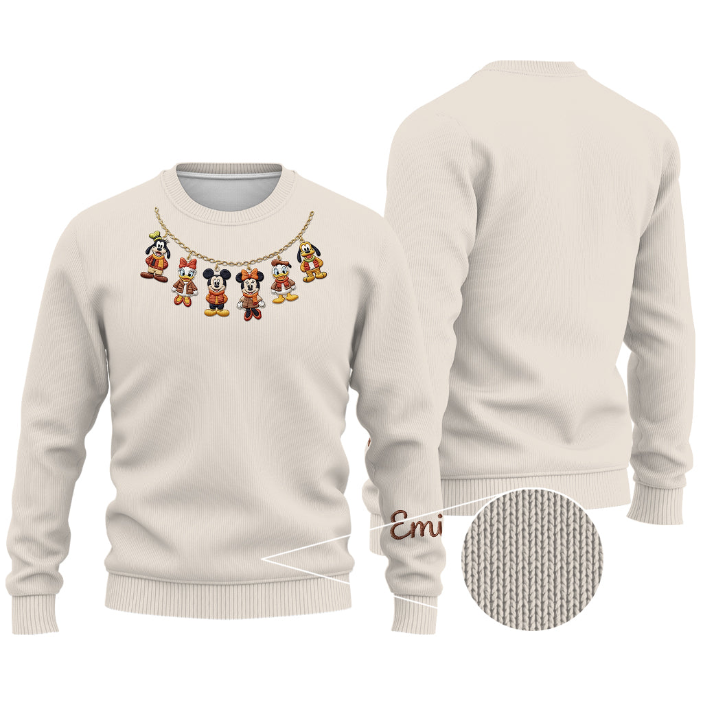 Fun Magical Charm Necklace Sweatshirt - Personalized Mouse Ugly Sweater