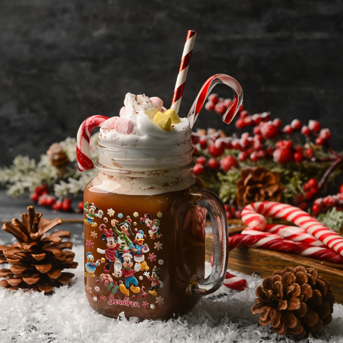 Magical Christmas - Personalized Mouse Mason Jar Cup
