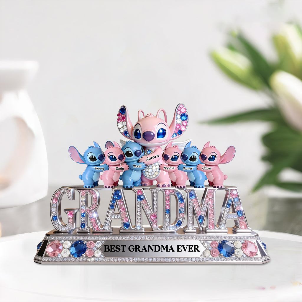 Best Mama/Nana Ever Blue Monsters - Personalized Ohana Custom Shaped Acrylic Plaque